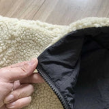 FOESCE Mens Winter Warm Reversible Jacket Cotton Jacket Harajuku Hip Hop Letter Embroidery Oversized Zipper Clothes Trendy Streetwear