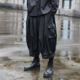 FOESCE Mens Y2k Cargo Multi-Pocket Wide-Leg Pants Spring Streetwear Dark Gothic Punk Drawstring Casual Pants Men'S Clothing 2025 New