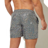 FOESCE Metallic Print Beach Shorts Shiny Drawstring Men's Clothing with Elastic Waistband Quick Dry Men's Sequin Gym Pants for Running
