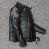 FOESCE Motorcycle Genuine Leather Jacket for Men Style Biker Jackets Slim Cowhide spring Coat Men