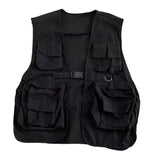 FOESCE Multi Pockets Cargo Waistcoat Solid Color Hip Hop Style Women Men Cargo Waistcoat Sleeveless Loose Buckle Closure Jackets Vests
