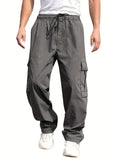 FOESCE New 2024 Cargo Pants Trousers for Men Full Length Solid Color Loose Multi-pocket Drawstring Pockets Pants Male Cargo Pants 3XL