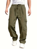 FOESCE New 2024 Cargo Pants Trousers for Men Full Length Solid Color Loose Multi-pocket Drawstring Pockets Pants Male Cargo Pants 3XL