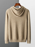 FOESCE New Autumn Winter Men's Cashmere Hoodie Sweater 100% Merino Wool Hooded Pullover Large Size Knitwear Quality Soft Casual Jumpers