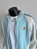 FOESCE New Fashion Trend Design Knitted Wool Color-blocked Zipper Jacket Men's Winter Simple Casual Warm Couple Sweater Cardigan