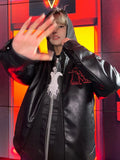 FOESCE New Jackets for Men Y2k Hip Hop Gothic Retro Zipper Hoodie PU Leather Jacket Harajuku Men Clothing Stitching Jackets Streetwear