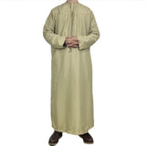 FOESCE New Muslim Men Long Sleeve Pullover Dress Abaya Daffah Jubba Thobe Pakistan Saudi Arab Kaftan Islam Clothing Prayer Robe Afghan