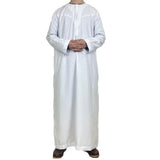 FOESCE New Muslim Men Long Sleeve Pullover Dress Abaya Daffah Jubba Thobe Pakistan Saudi Arab Kaftan Islam Clothing Prayer Robe Afghan