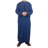 FOESCE New Muslim Men Long Sleeve Pullover Dress Abaya Daffah Jubba Thobe Pakistan Saudi Arab Kaftan Islam Clothing Prayer Robe Afghan