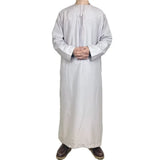 FOESCE New Muslim Men Long Sleeve Pullover Dress Abaya Daffah Jubba Thobe Pakistan Saudi Arab Kaftan Islam Clothing Prayer Robe Afghan
