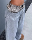 FOESCE New Trendy Brand Clothing Y2K Harajuku Camouflage Splicing Fake Two-piece Trousers Men Hip-hop Casual Straight Sweatpants Women