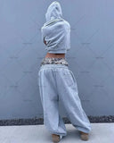 FOESCE New Trendy Brand Clothing Y2K Harajuku Camouflage Splicing Fake Two-piece Trousers Men Hip-hop Casual Straight Sweatpants Women