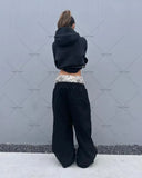 FOESCE New Trendy Brand Clothing Y2K Harajuku Camouflage Splicing Fake Two-piece Trousers Men Hip-hop Casual Straight Sweatpants Women