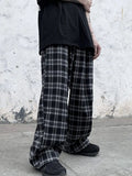 FOESCE Plaid Pattern Joggers, Men's Casual Loose Fit Waist Drawstring Pants For Spring Summer