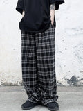 FOESCE Plaid Pattern Joggers, Men's Casual Loose Fit Waist Drawstring Pants For Spring Summer