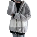 FOESCE Popular Baggy Sweatshirt Coat Autumn Winter Men Sweatshirt Loose Fluffy Hooded Jacket Sweatshirt Coat  Coldproof