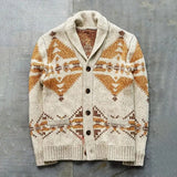 FOESCE Practical Knitted Cardigan Comfortable Long Sleeve Thick Vintage Style Knitted Cardigan Sweaters
