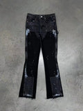 Punk High Street raw edge micro-trumpet skinny jeans Men Y2k Pants 2024 new biker rock style low-rise stretch floor length pants