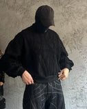 FOESCE Retro Black Gothic Sweatshirt Patchwork Striped Long Sleeved Sweater Thickened Warm Autumn and Winter Sweatshirt New Streetwear