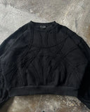 FOESCE Retro Black Gothic Sweatshirt Patchwork Striped Long Sleeved Sweater Thickened Warm Autumn and Winter Sweatshirt New Streetwear