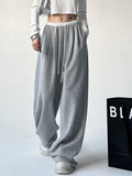 Wide Leg Sweatpants for Women Sport Pants Casual Sportswear Oversize Gray Trousers Gym Female Korean Streetwear