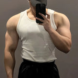 FOESCE Fitness Threaded Vest For Men Summer New Tight-Fitting Elastic Quick-Drying Breathable Sports Sleeveless Striped Vest For Men