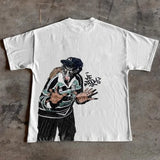 Foesce Streetwear T Shirt Y2K Tops Gothic Hip Hop MF Doom Graphic Print Oversized TShirt Mens Round Neck Cotton Short Sleeve Clothes