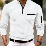 New Spring and autumn men's checked POLO shirt arm zipper sports polo shirt