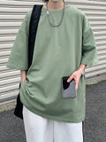 Foesce Summer Cotton Oversized T Shirt Men Women Unisex Korean Short Sleeve Basic Tee Loose Tops Solid Color Hip Hop Y2K Tshirts