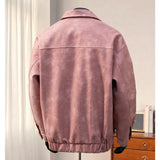 FOESCE Pink Leather Jackets for Men Solid Hip Hop Punk High Street Faux Leather Coat Male Clothing Fashion