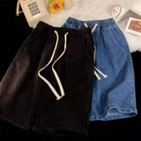 FOESCE 2025 New Summer Shorts Jeans Men Denim Pants Stretch Dark Blue Fashion Design Men's Jeans Slim Straight Male Short Jeans Hombre