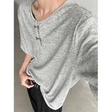 FOESCE New Chinese Style Men's Short Sleeve T-Shirt Shoulder Pads High-End Sensation Summer Casual Crew Neck Top Quality Design