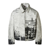 FOESCE Streetwear Washed Painted Autumn Windbreaker Jackets Mens and Women Turn Down Collar Baggy Clothes Oversized Loose Outwear Coats
