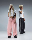 Foesce Y2K Baggy Jeans Harajuku vintage Striped Embroidered high quality Sweatpants men women Hip Hop Casual wide leg jeans streetwear