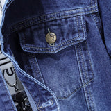 FOESCE Blue Denim Jacket Men's Single-breasted Lapel Denim Jackets Black Gray Fashion Casual Coat Spring and Autumn Male Cotton Overcoa