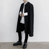 FOESCE Mens Dark Style Sleeveless Mid-Length Cape Cloak Autumn And Winter Genderless Japanese Fashion Retro Loose Cape Coat Unisex
