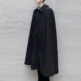 FOESCE Mens Dark Style Sleeveless Mid-Length Cape Cloak Autumn And Winter Genderless Japanese Fashion Retro Loose Cape Coat Unisex