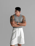FOESCE Heavyweight Pure Cotton Ribbed Tank Top Muscle Men High Elastici Svel T-irt Bodybuilding Training Sports Tight Clot...