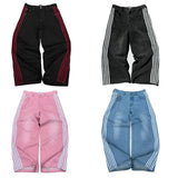 Foesce Y2K Baggy Jeans high quality Embroidered Striped Harajuku Sweatpants men women Hip Hop streetwear Casual wide leg Denim Pants