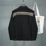 Men's Ombre Denim Jacket Classic Black Lapel Multi-Pocket Jacket Spring Autumn Plus Size Men's Denim Jacket 6XL 7XL 8XL