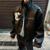 FOESCE American Street Fashion Handsome High-Grade Pu Leather Jacket Men 2025 Spring Autumn New Trend Loose Baseball Uniform Y2k Jacket
