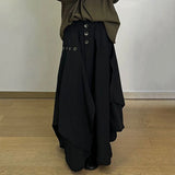 FOESCE Mens Ruched Irregular Japanese Casual Culottes 2025 New Genderless Fashion Youth Retro Solid Color Loose Wide Leg Pants Unisex