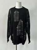 FOESCE Autumn O-neck Ripped Sweater Men's Causal Loose Niche High Street Pullover Layered Bottoming Sweaters Men Tops Male Clothes
