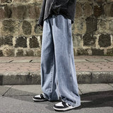 FOESCE Brand Men's Jeans Korean Version Student Casual Pants High Street Straight Loose Wide Leg Jeans Black Grey  Blue Baggy Jeans