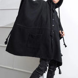 FOESCE Mens Dark Style Mid-Length Casual Hooded Cape Autumn And Winter Genderless Fashion Retro Loose Solid Color Shawl Cape Unisex