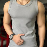 FOESCE New Men's Casual Tank Top Summer Fitness Training Elastic Base Layer 2025 Sleeveless Sports Vest bodybuilding gym t shirt men