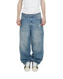 Foesce Streetwear Jeans Y2K mens Pants Harajuku Hip Hop Letter Embroidery Vintage Blue Baggy Jeans High Waist Wide Leg Trouser