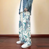 FOESCE American High Street Casual Pants Men's Tie-dye Bear Graffiti Casual Loose Wide-leg Pants Trendy Brand Niche Mopping Trousers