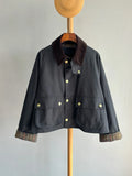 FOESCE 25 Early Spring New Product Barn Style, Wax free Hunting Dress, Collar Short Coat, Retro Classic plaid Jacket, Work Clothes Wind