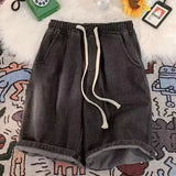 FOESCE 2025 New Summer Shorts Jeans Men Denim Pants Stretch Dark Blue Fashion Design Men's Jeans Slim Straight Male Short Jeans Hombre